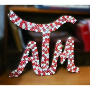 Handcrafted Texas A&M Aggies wood sign Maroon & White glass beads College Spirit